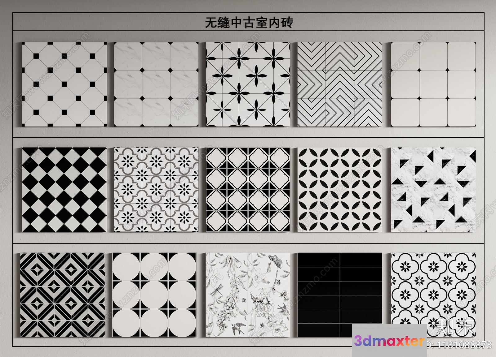 Black And White Tiles 3D Model - 5176 - VRAY Render