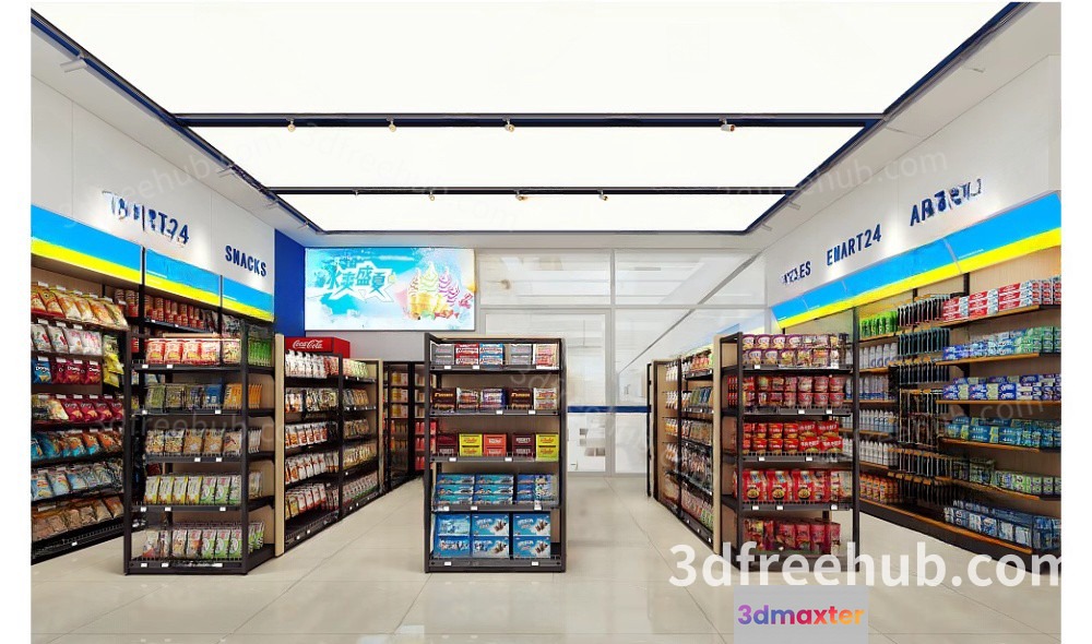 A Grocery Store 3D Model - 19694 - VRAY Render