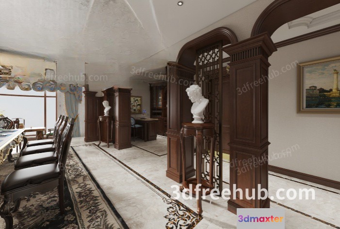 Classic Dining Room 3D Model - 20331 - VRAY Render