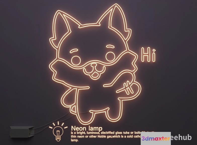 A Neon Lamp Is A Main Subject With A Characteristic Of Being Bright And Lumin 3D Model - 21251 - VRAY Render