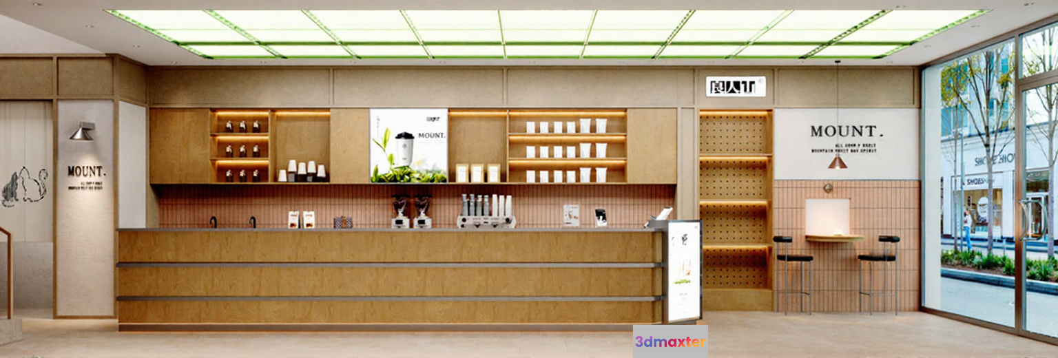 Modern Coffee Shop 3D Model - 3879 - VRAY Render