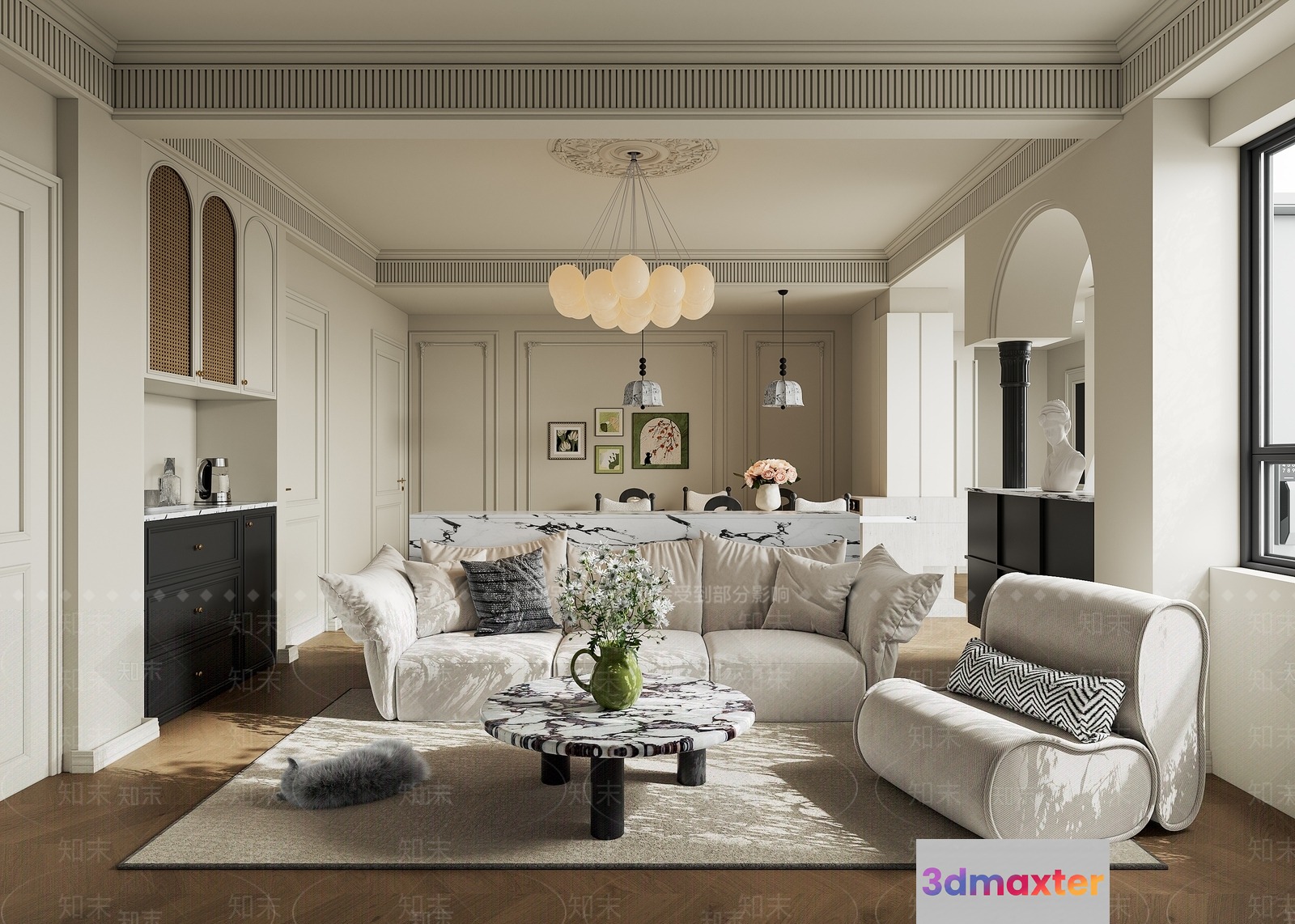 Modern Living Room 3D Model - 19057 - VRAY Render