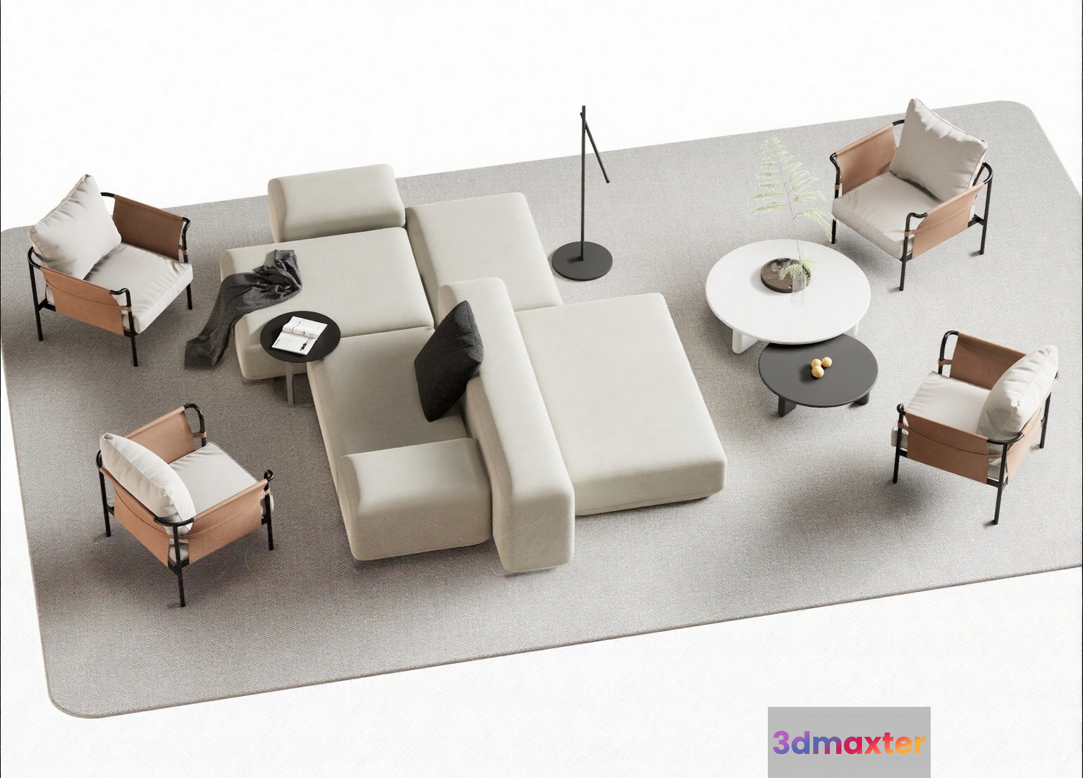 Modern Living Room 3D Model - 14590 - VRAY Render