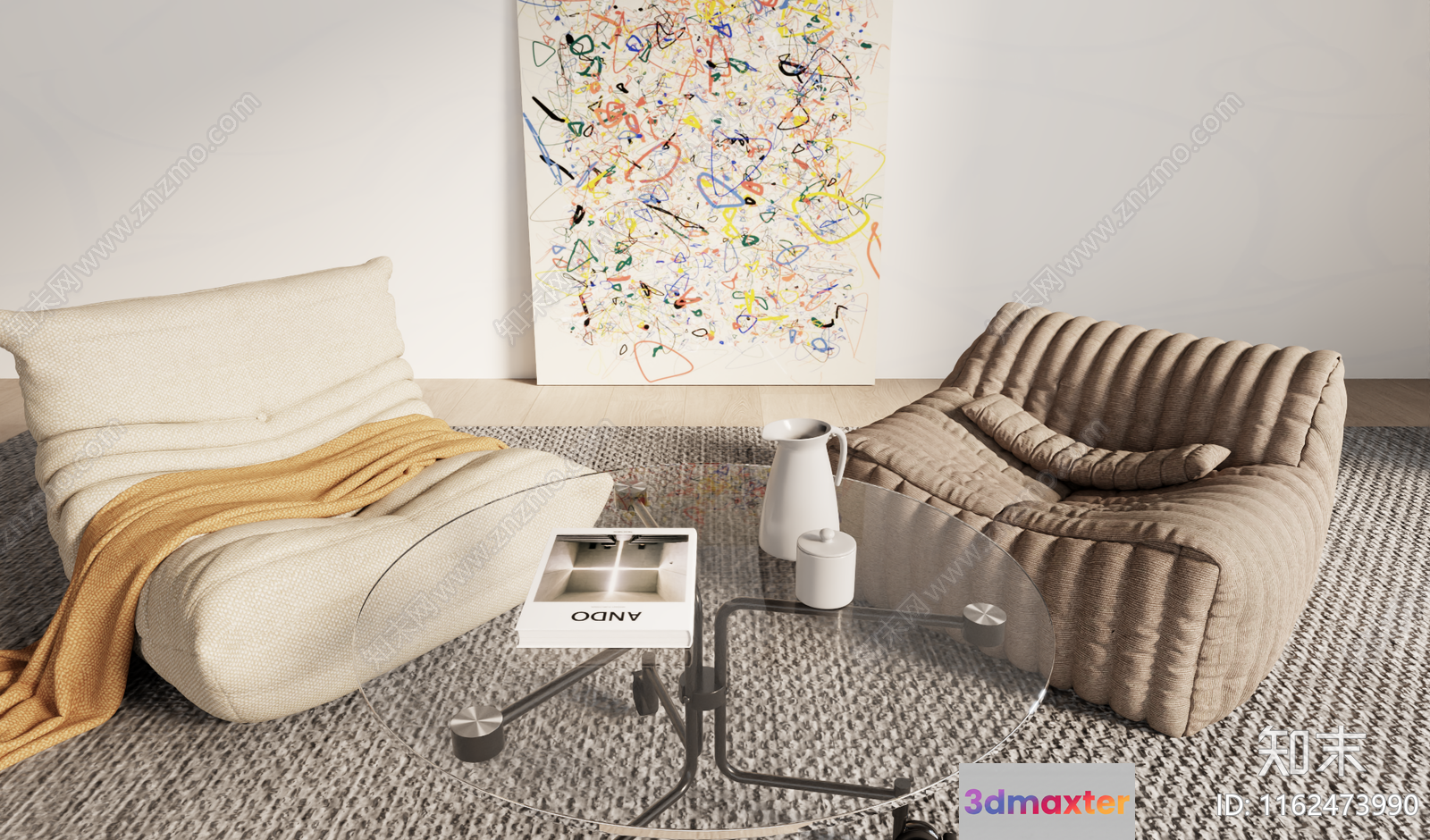 Modern Living Room 3D Model - 10058 - VRAY Render