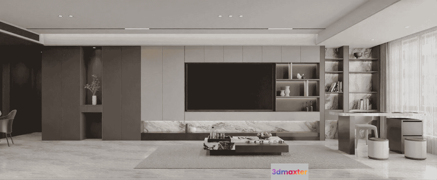 Modern Living Room 3D Model - 14753 - VRAY Render