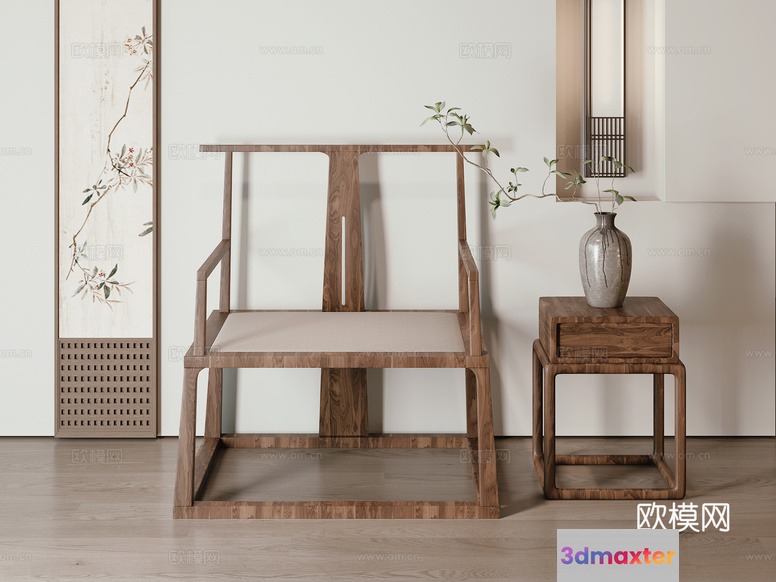 Wooden Chair And Table 3D Model - 18777 - CORONA Render