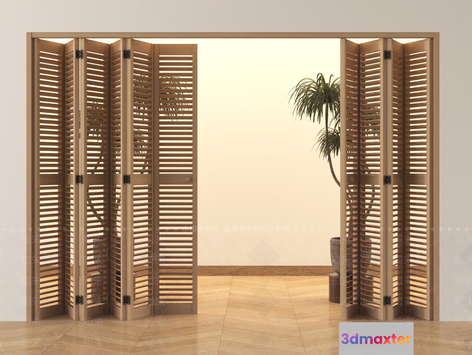 A Wooden Room Divider 3D Model - 10596 - VRAY Render