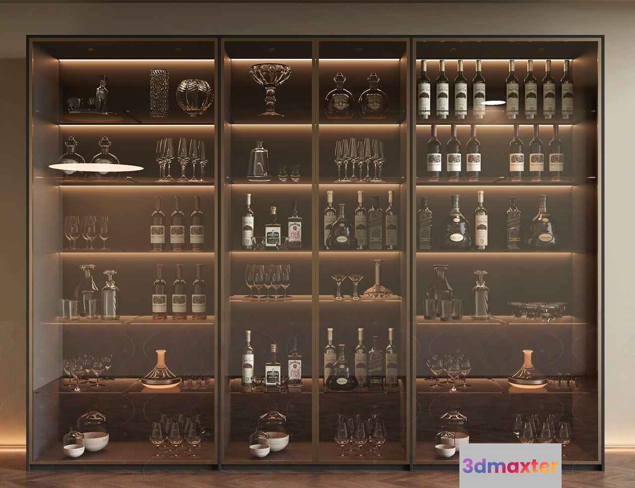 Large Glass Cabinet 3D Model - 9866 - VRAY Render