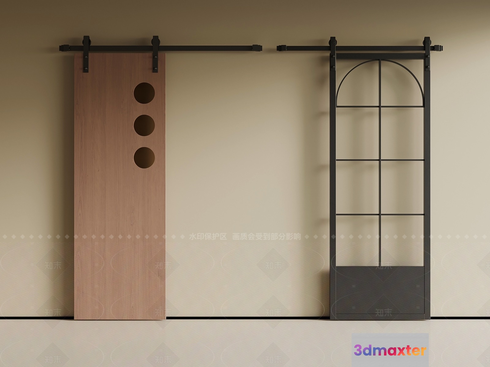 A Sliding Door With A Unique Design 3D Model - 7729 - VRAY Render