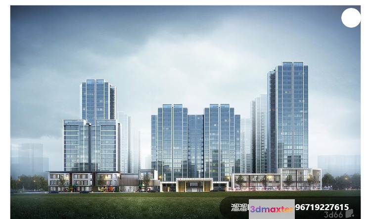 Modern High-Rise Buildings 3D Model - 9132 - VRAY Render
