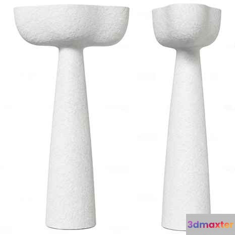 Two White Ceramic Vases 3D Model - 637 - CORONA Render