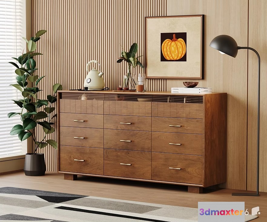Mid-Century Modern Dresser 3D Model - 20637 - VRAY Render