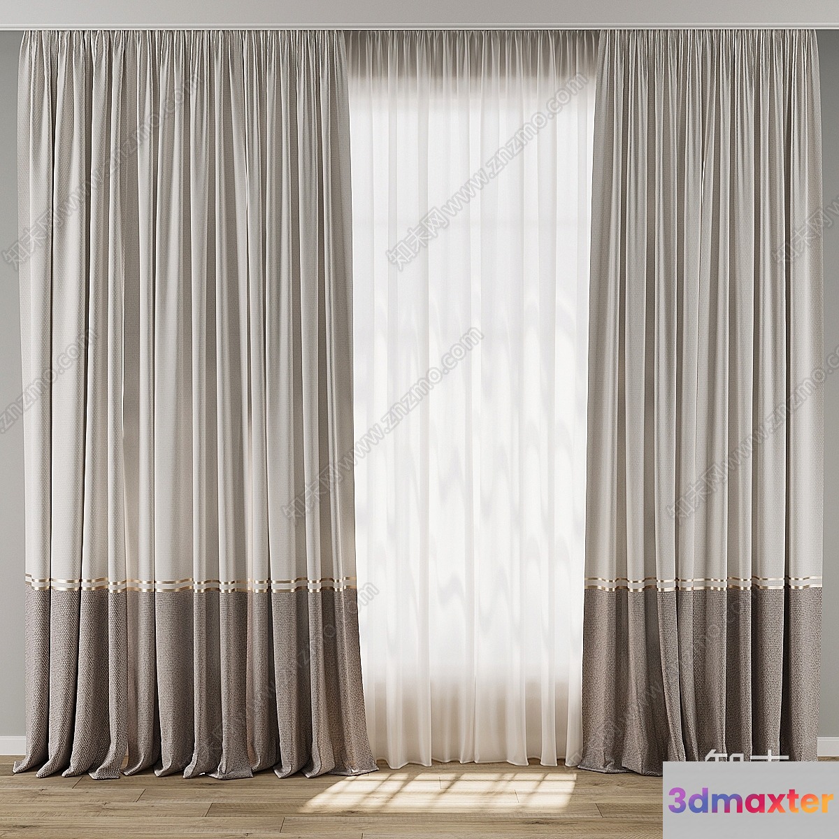 White Curtains 3D Model - 3511 - VRAY Render