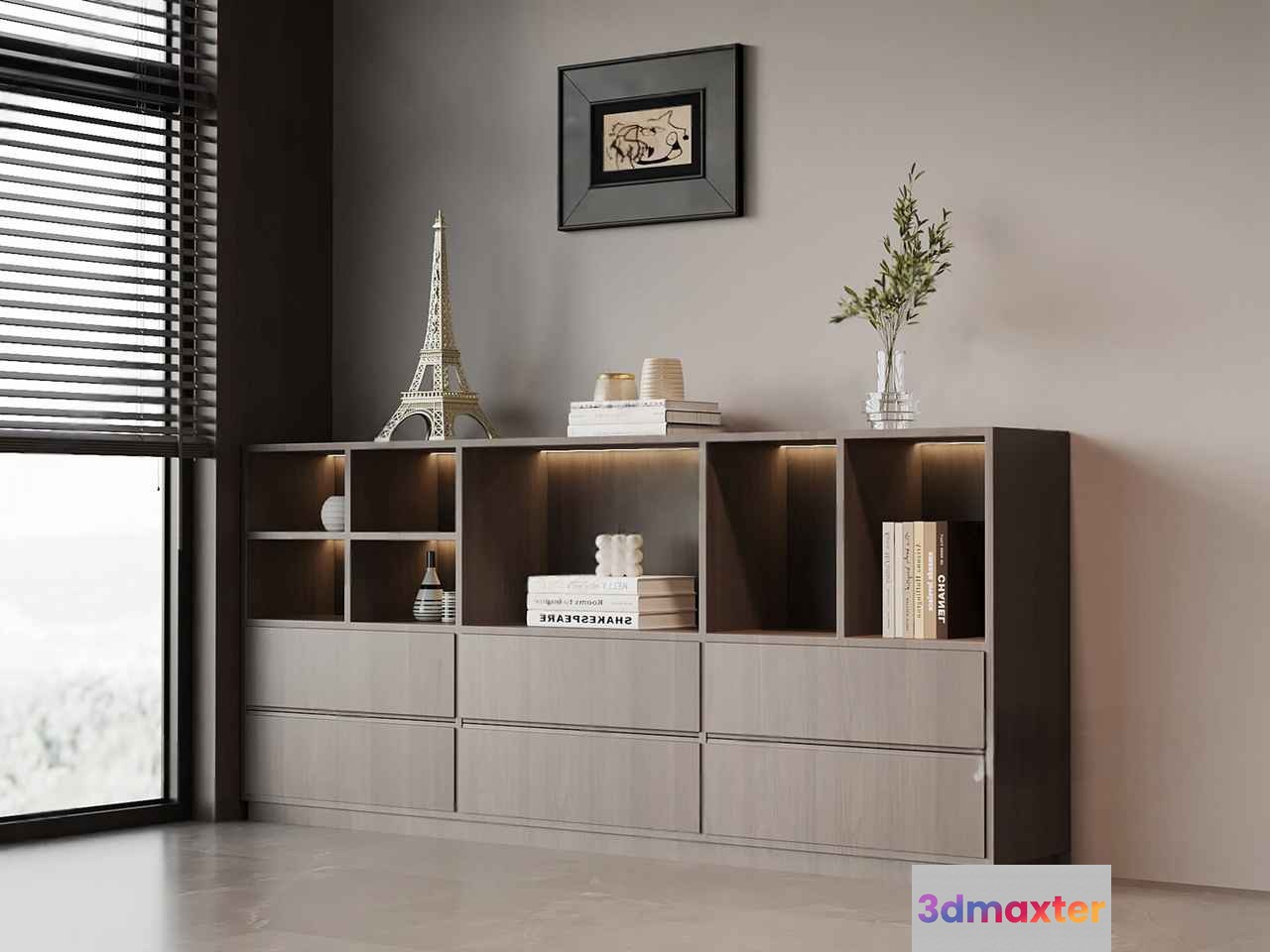 Modern Shelving Unit 3D Model - 6021 - VRAY Render