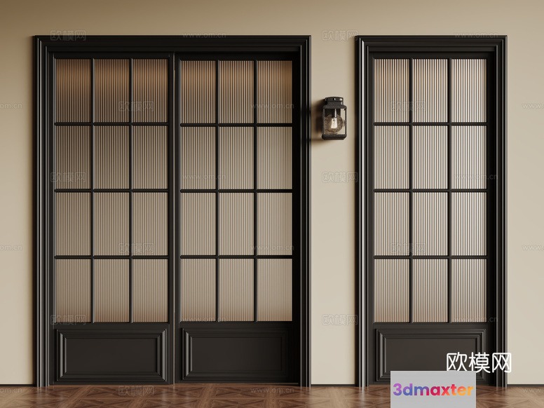 Black Sliding Doors 3D Model - 22313 - CORONA Render