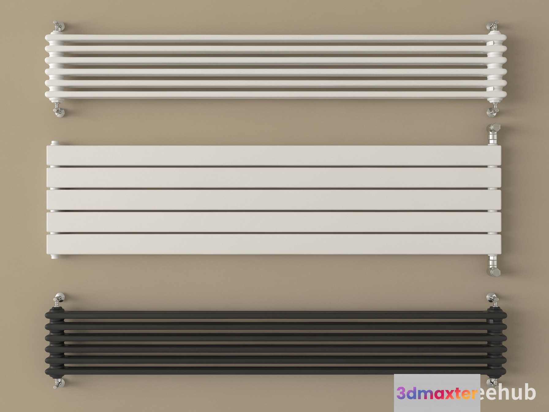 Three Wall-Mounted Radiators 3D Model - 19961 - VRAY Render