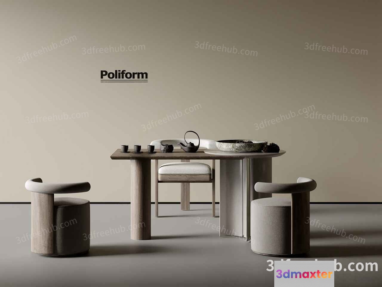 Modern Dining Room 3D Model - 19866 - VRAY Render