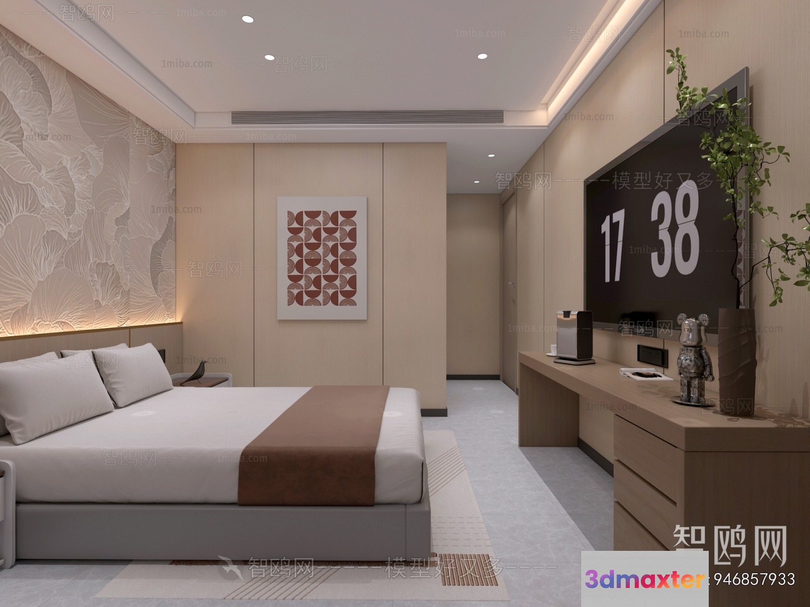 Modern Bedroom 3D Model - 11484 - VRAY Render