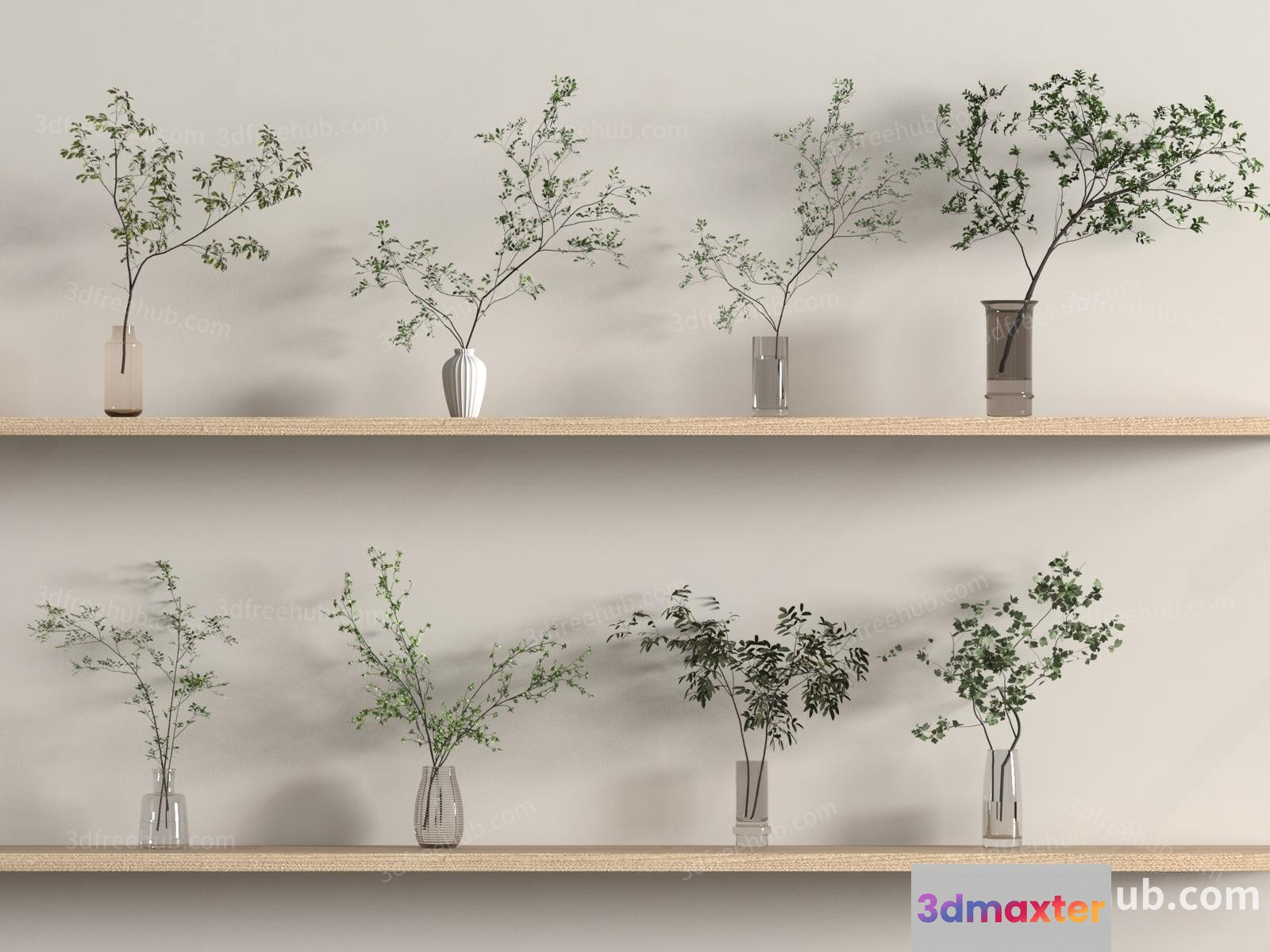 A Shelf With Plants 3D Model - 20896 - VRAY Render