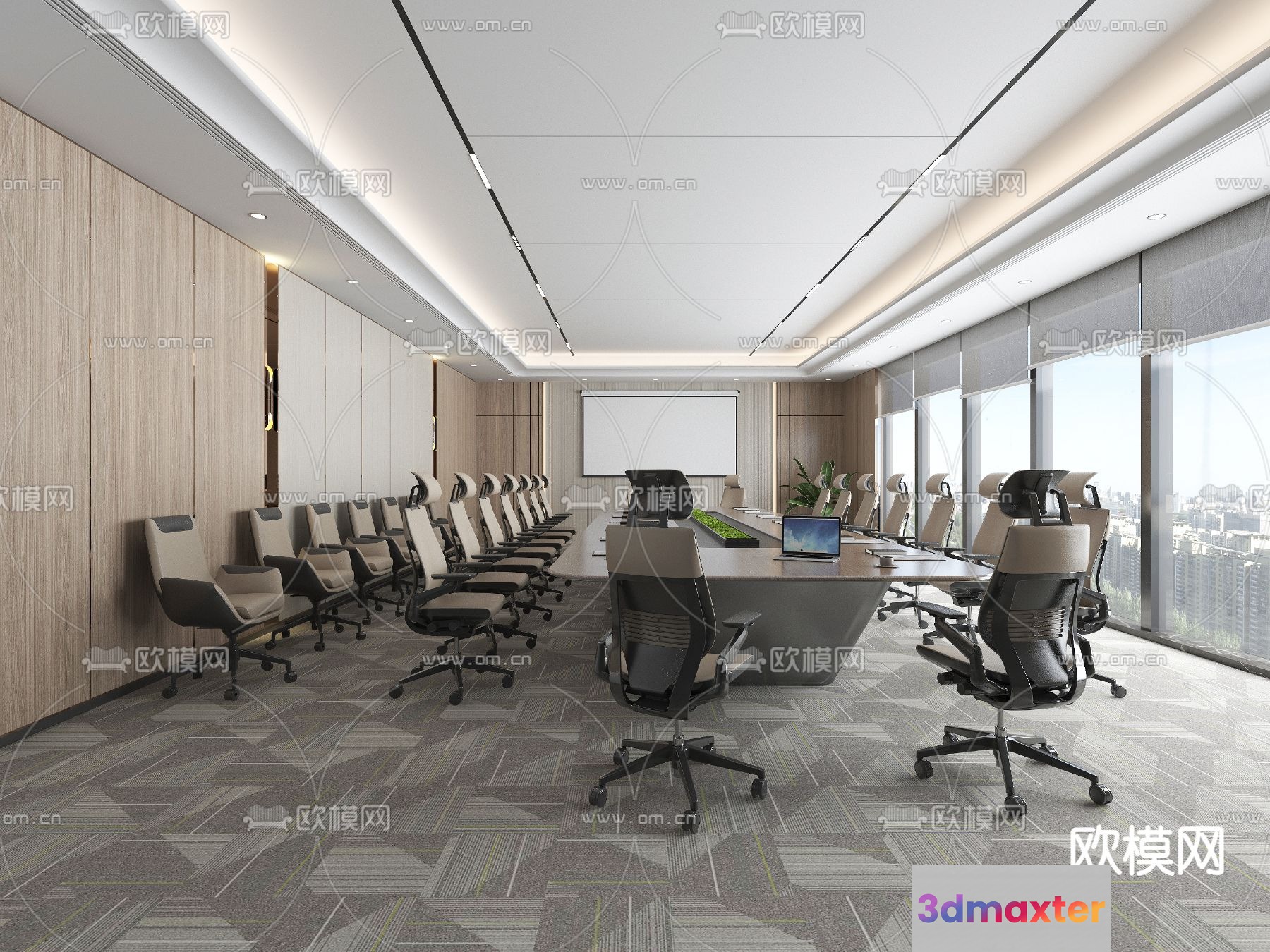 Modern Office Space 3D Model - 17647 - VRAY Render