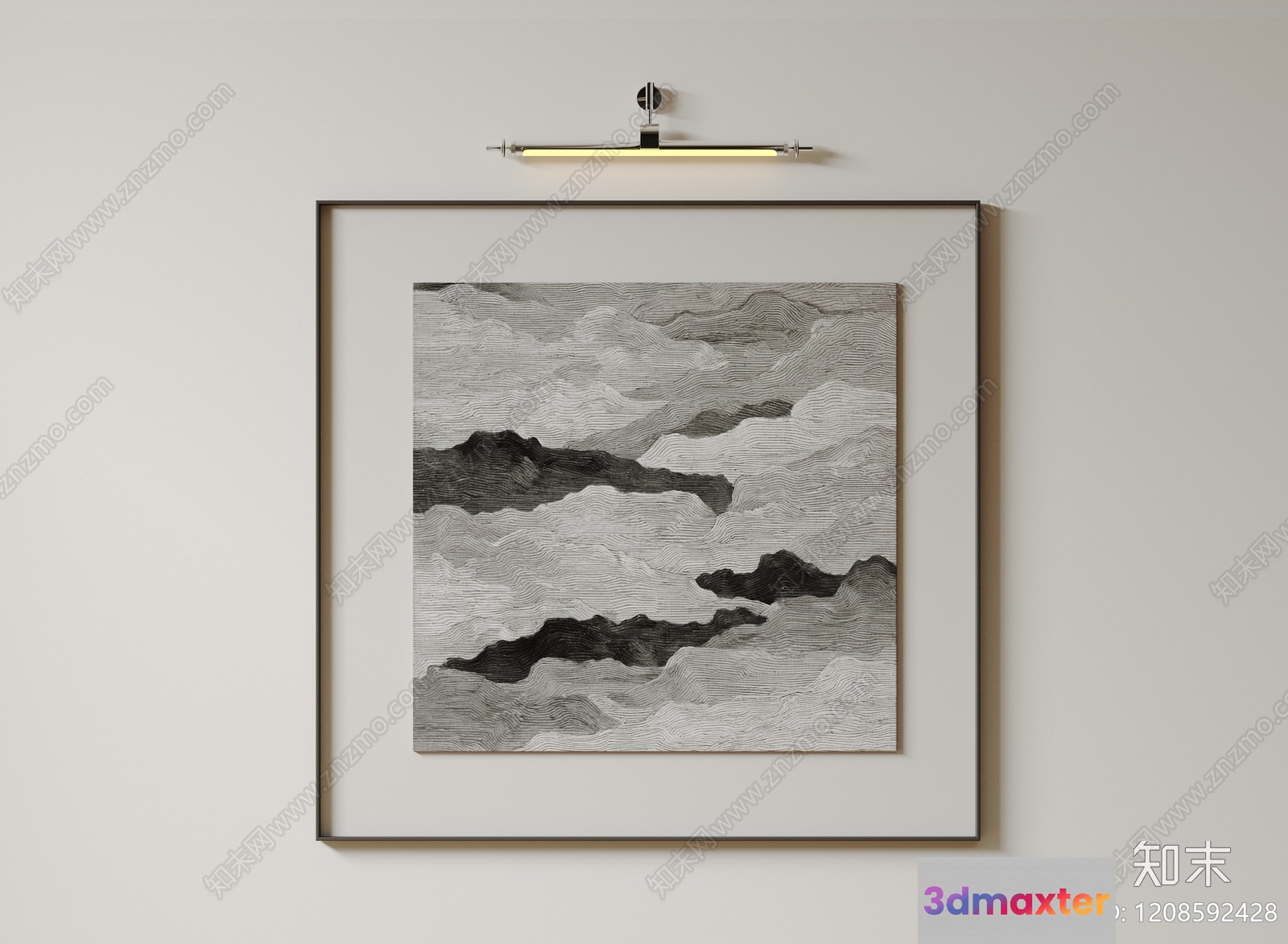 A Framed Abstract Art Piece 3D Model - 211 - VRAY Render
