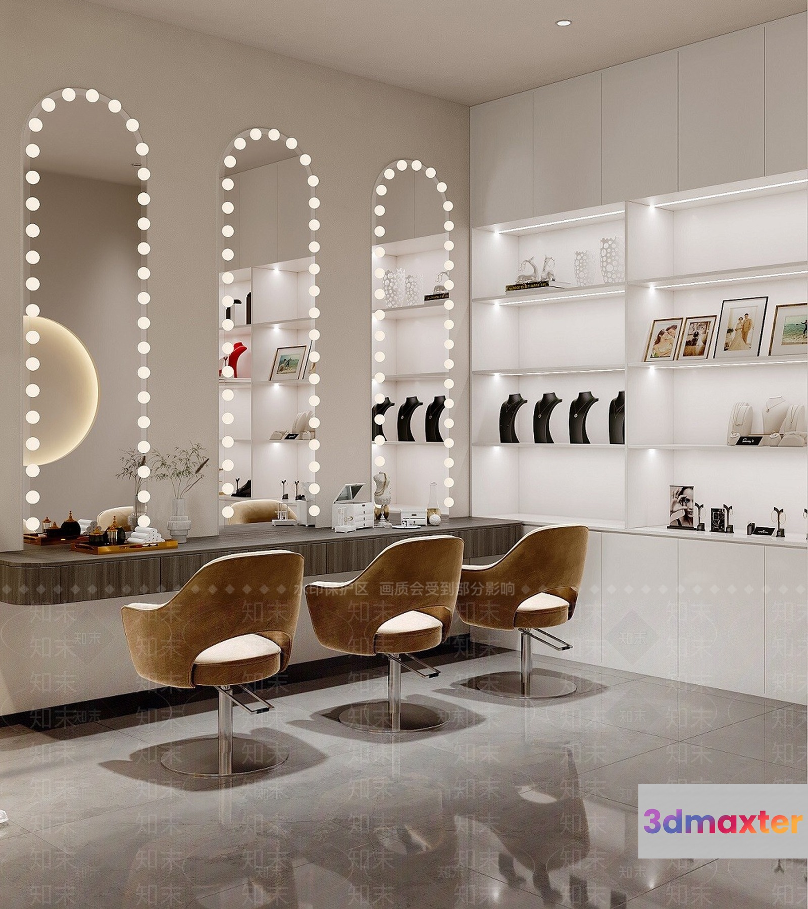 A Modern Salon 3D Model - 4573 - VRAY Render