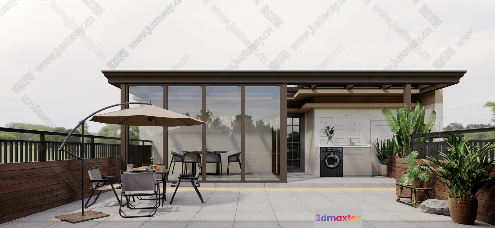 A Modern Outdoor Patio 3D Model - 7820 - VRAY Render