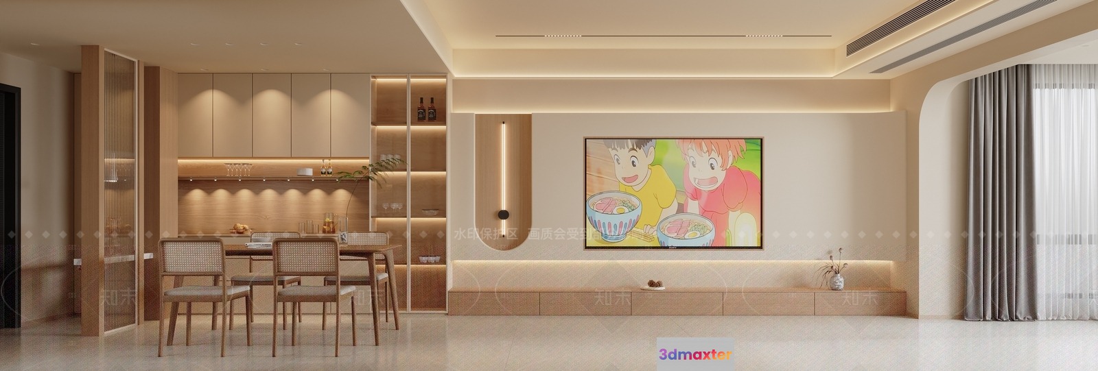 Modern Living Room 3D Model - 3853 - VRAY Render