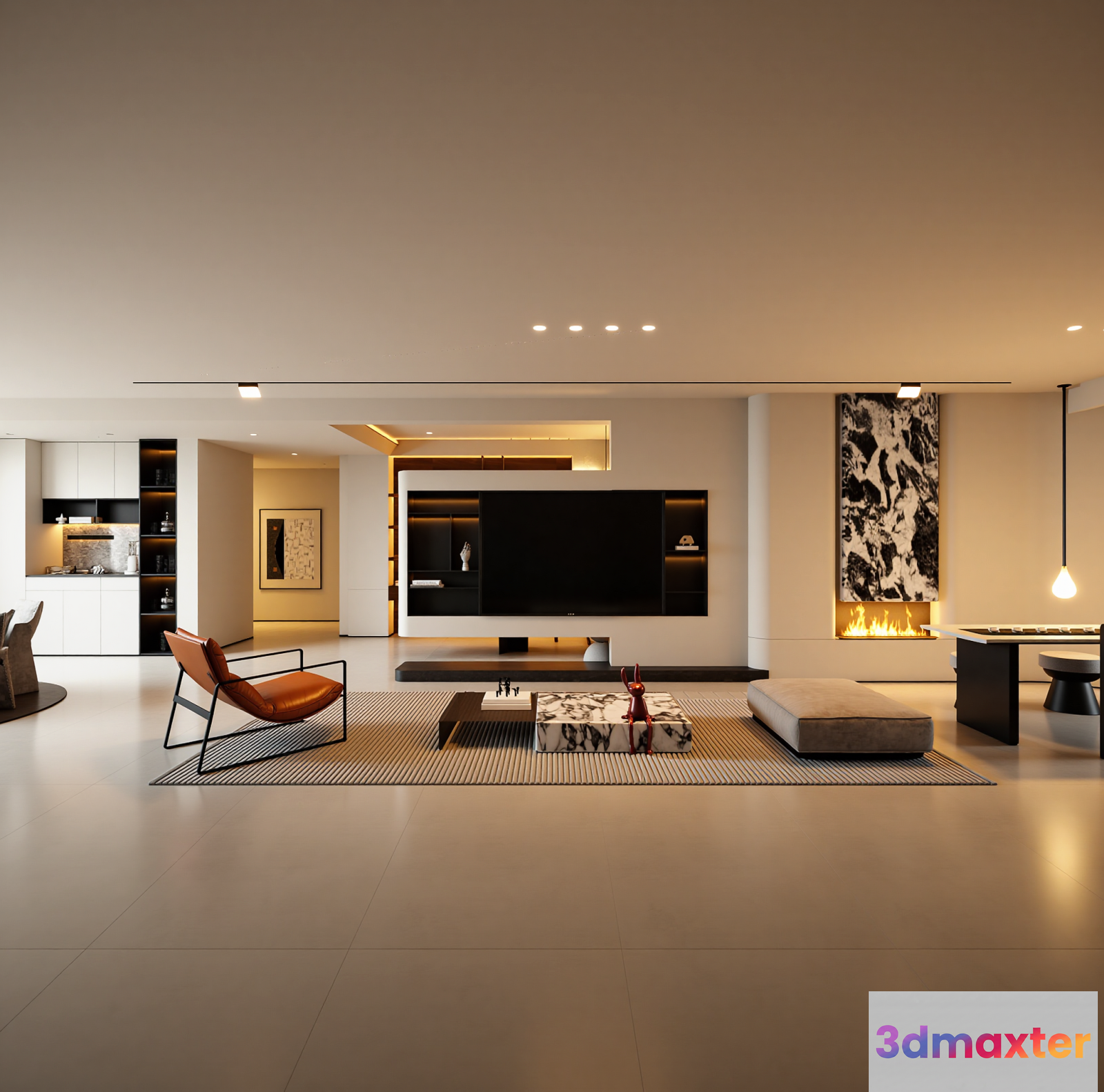 Modern Living Room 3D Model - 10178 - VRAY Render