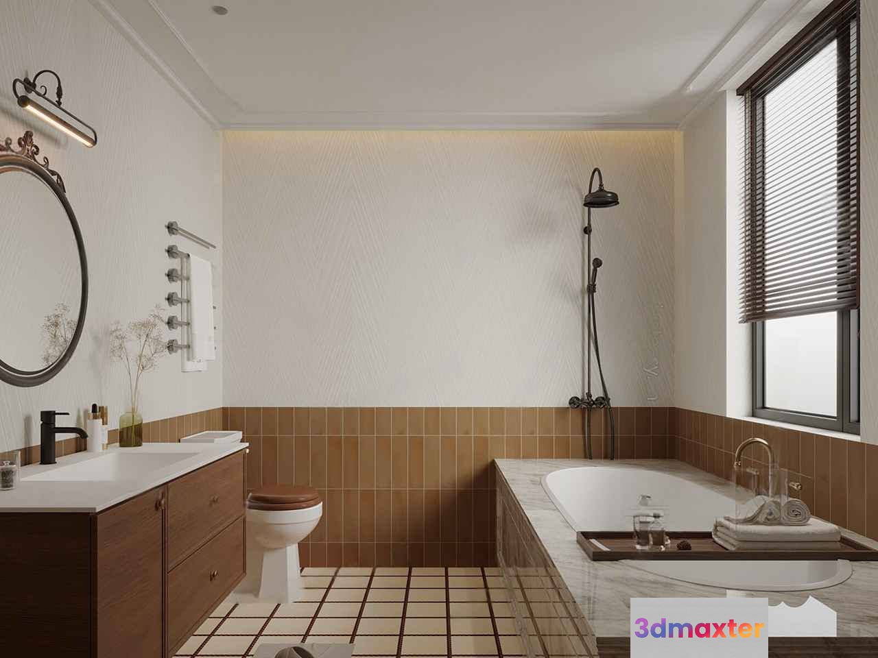 A Modern Bathroom 3D Model - 4565 - VRAY Render