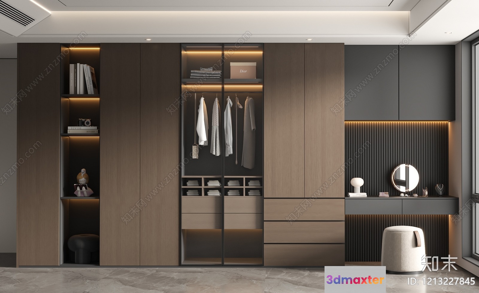 Modern Walk-In Closet 3D Model - 9979 - VRAY Render