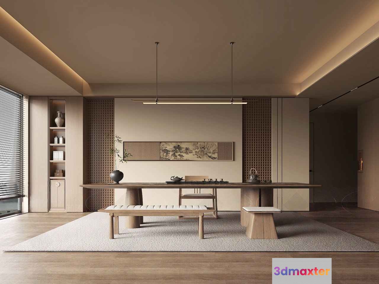 Modern Asian Dining Room 3D Model - 10741 - VRAY Render
