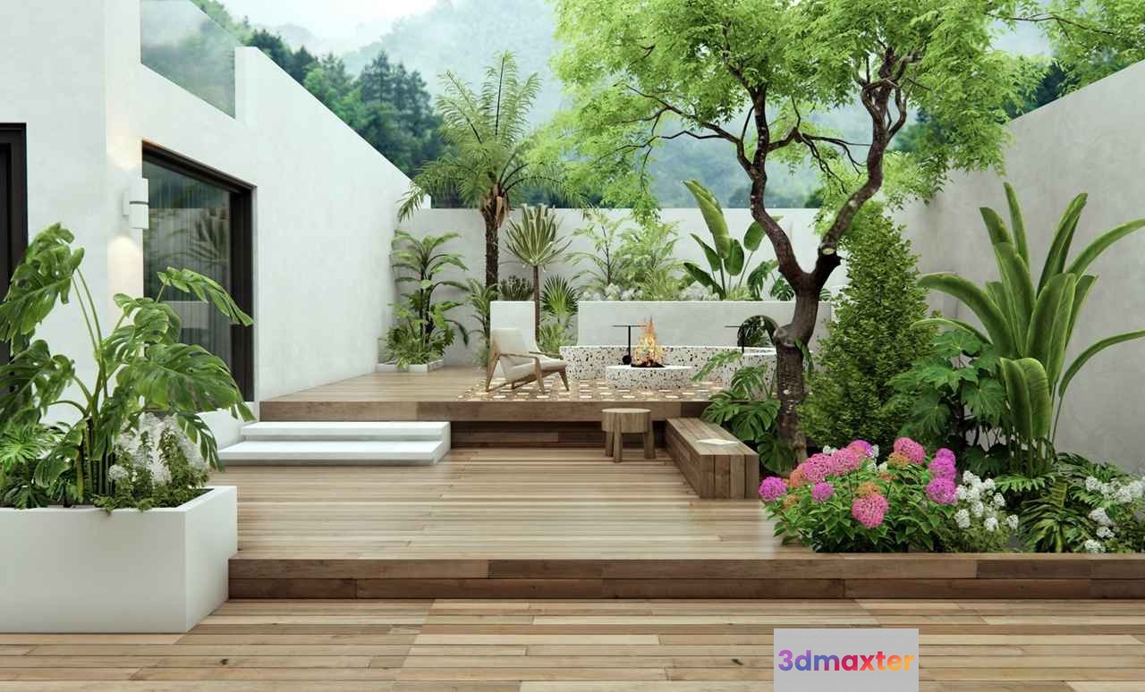 Modern Outdoor Patio 3D Model - 8867 - VRAY Render