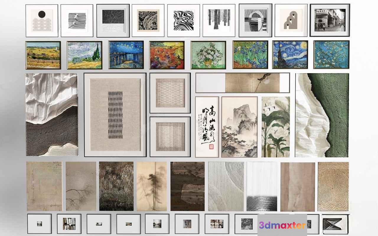 A Collection Of Framed Artwork 3D Model - 12738 - VRAY Render