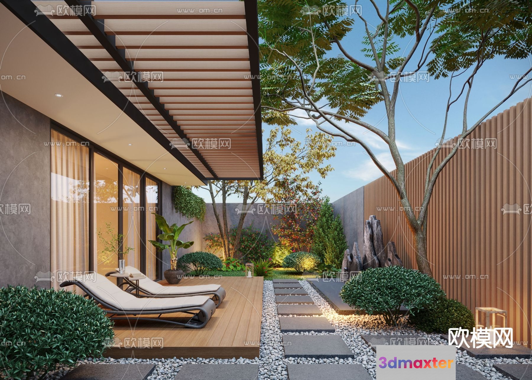 Modern Outdoor Space 3D Model - 13823 - CORONA Render