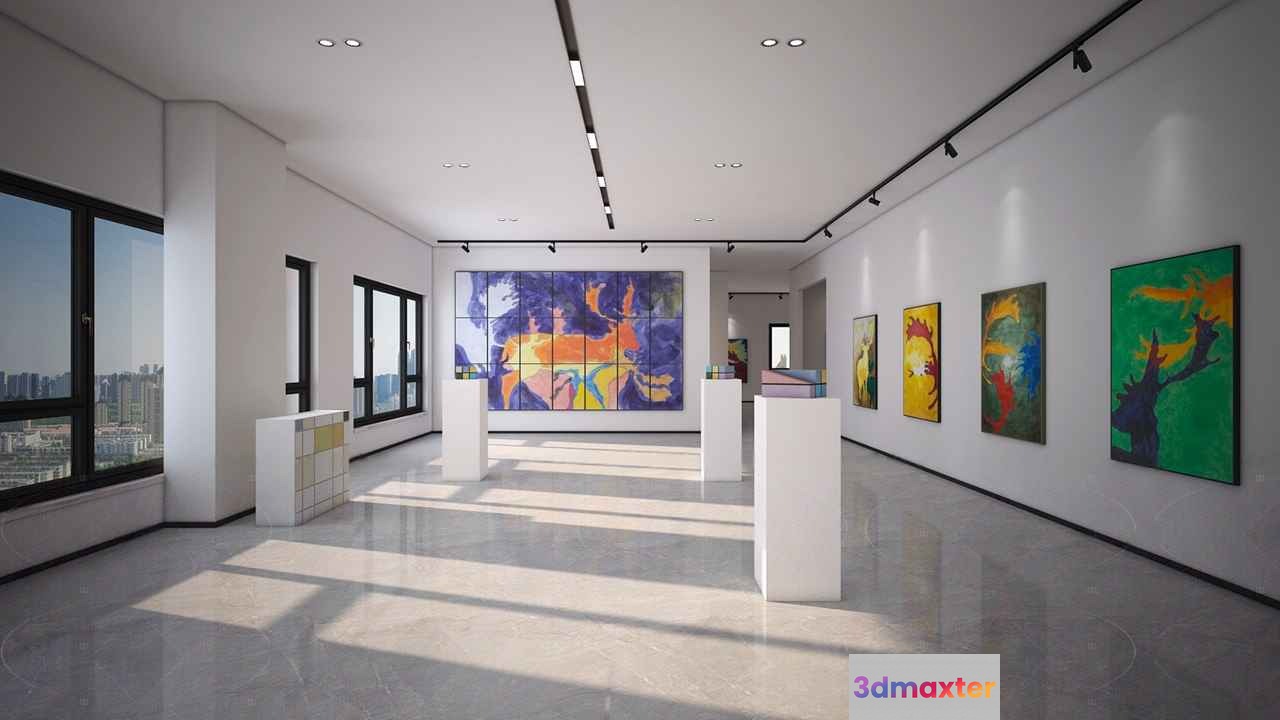 Modern Art Gallery 3D Model - 12929 - VRAY Render