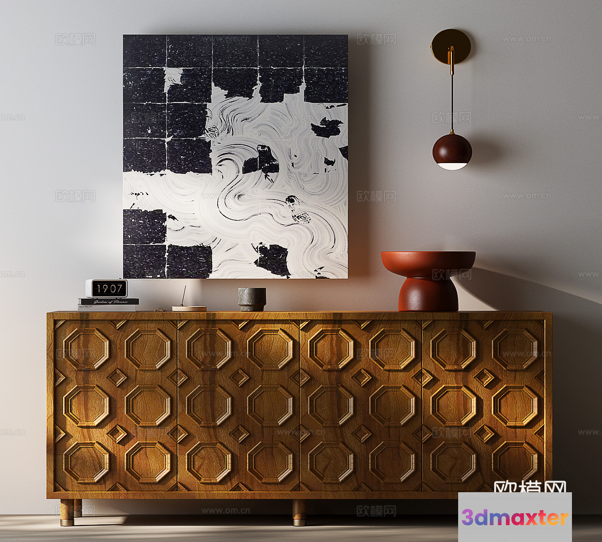 Modern Wooden Sideboard 3D Model - 1003 - VRAY Render