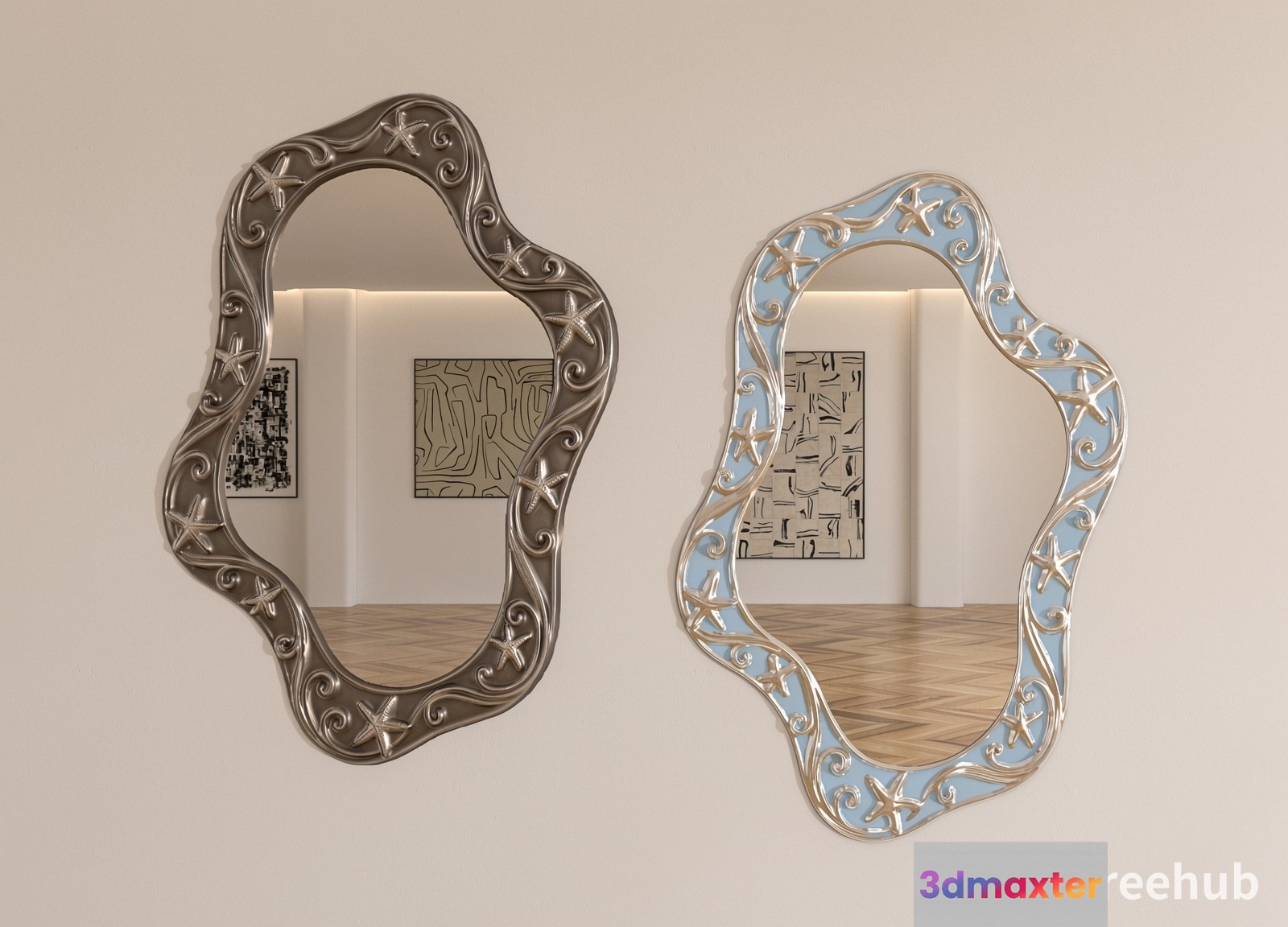 Two Decorative Mirrors 3D Model - 21169 - VRAY Render