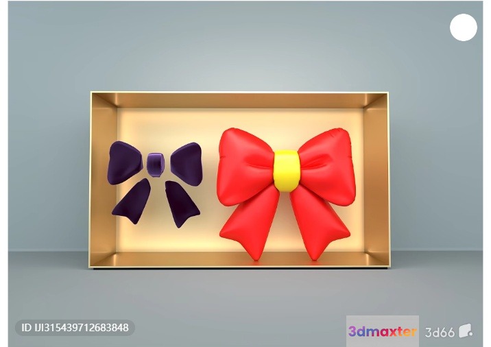 A Pair Of Bows In A Box 3D Model - 7122 - VRAY Render