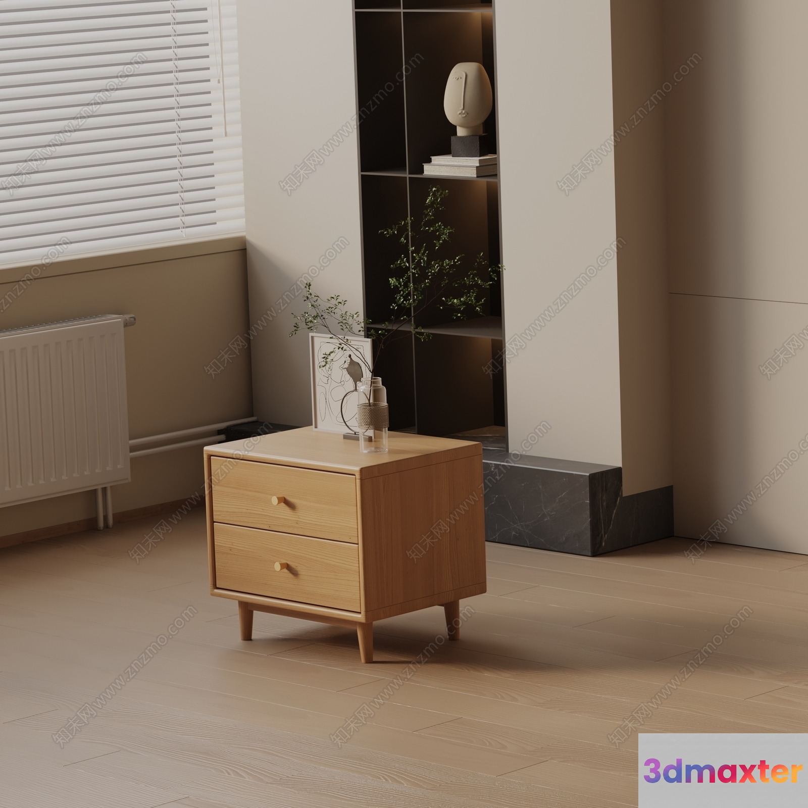 Modern Scandinavian Bedroom 3D Model - 18629 - VRAY Render