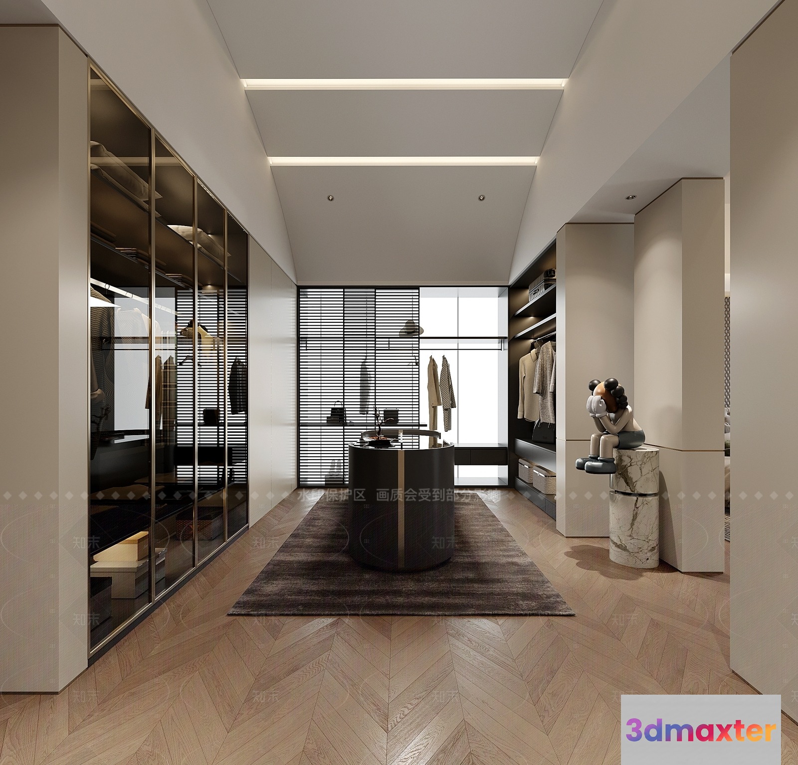Modern Walk-In Closet 3D Model - 14493 - VRAY Render