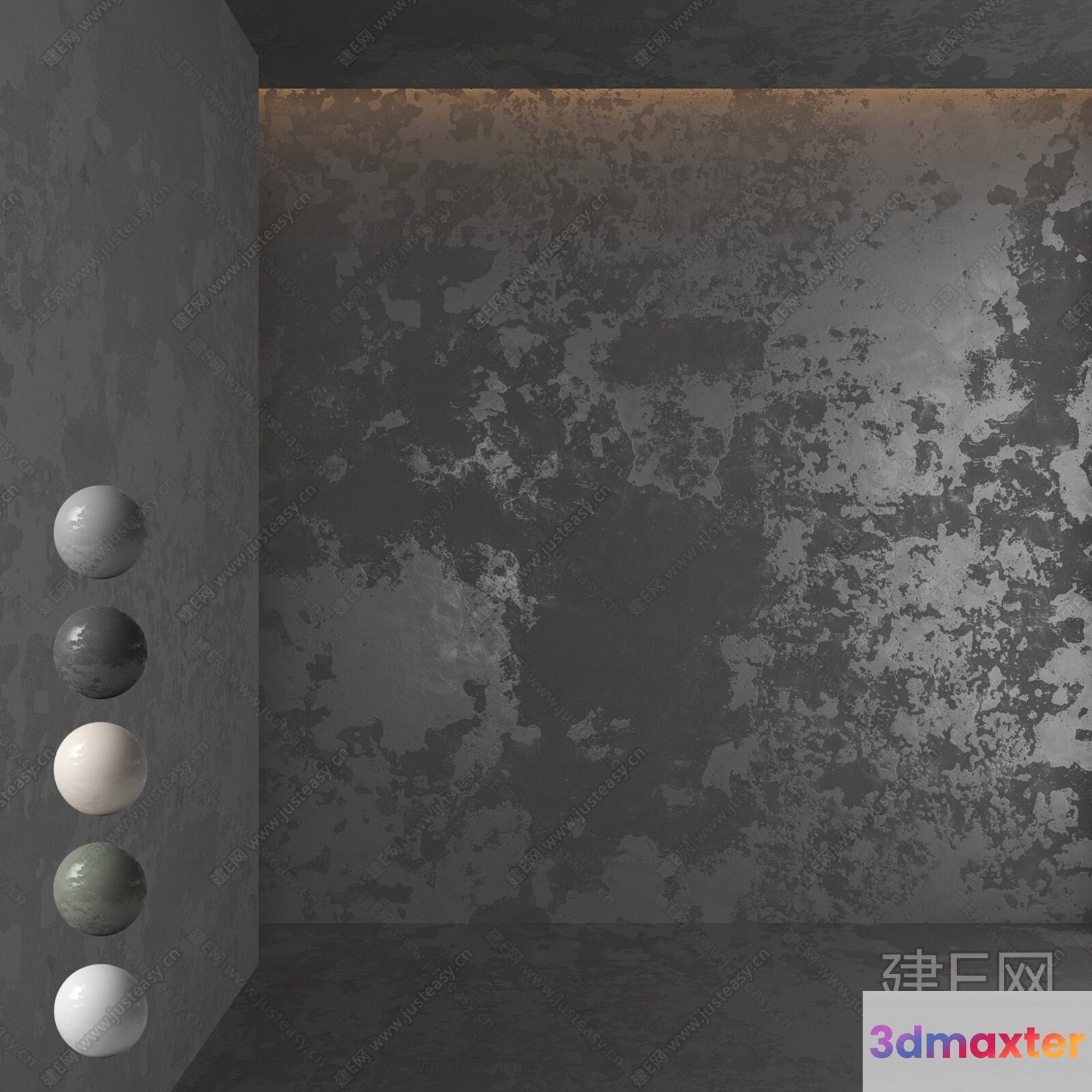 A Gray Wall With A Textured Pattern 3D Model - 12104 - CORONA Render