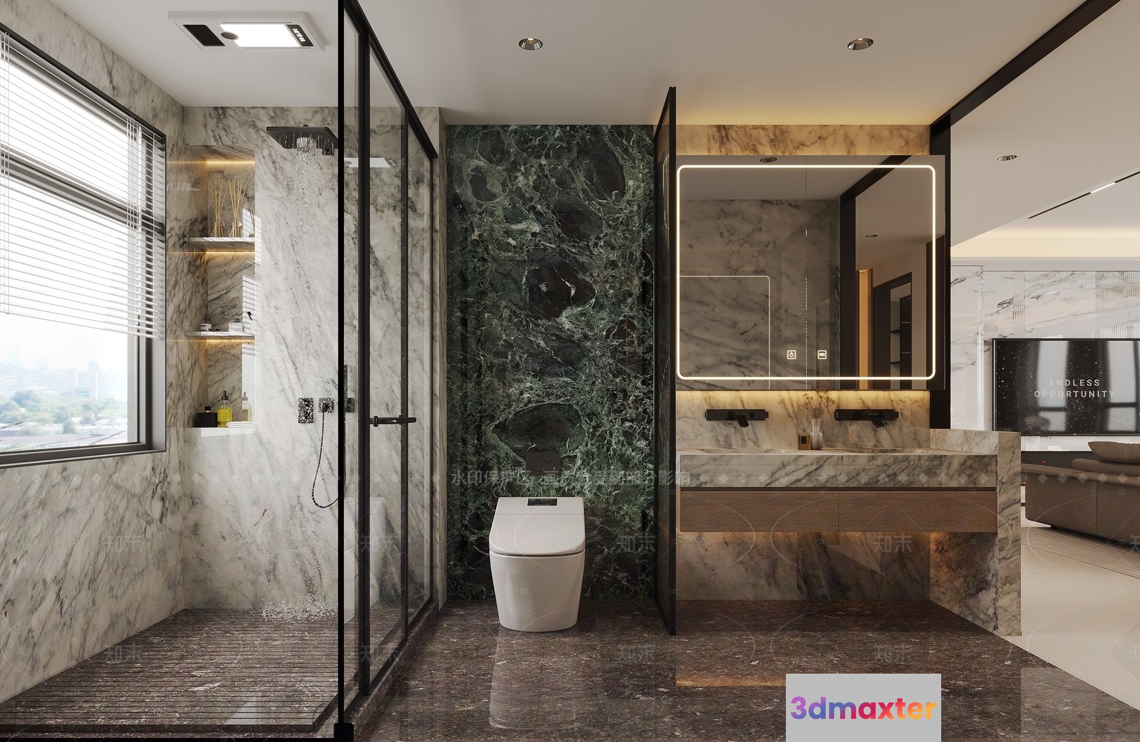Modern Marble Bathroom 3D Model - 6321 - VRAY Render