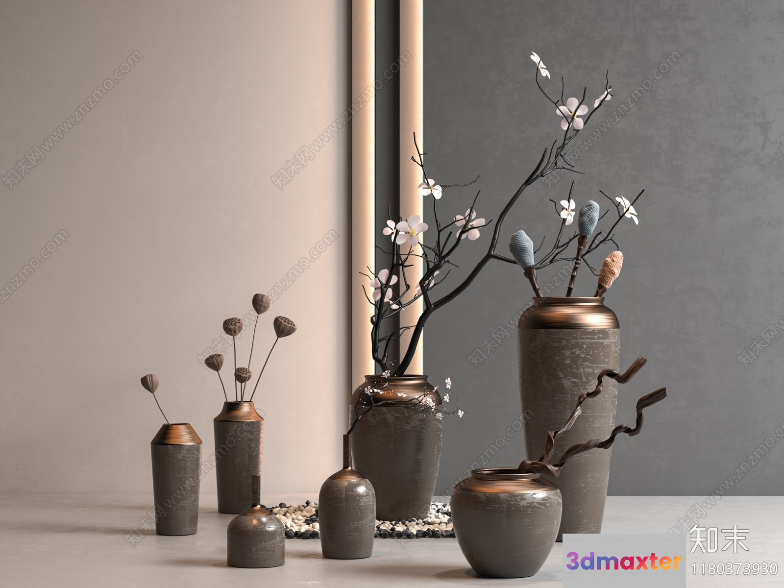 Modern Minimalist Vases 3D Model - 18619 - VRAY Render