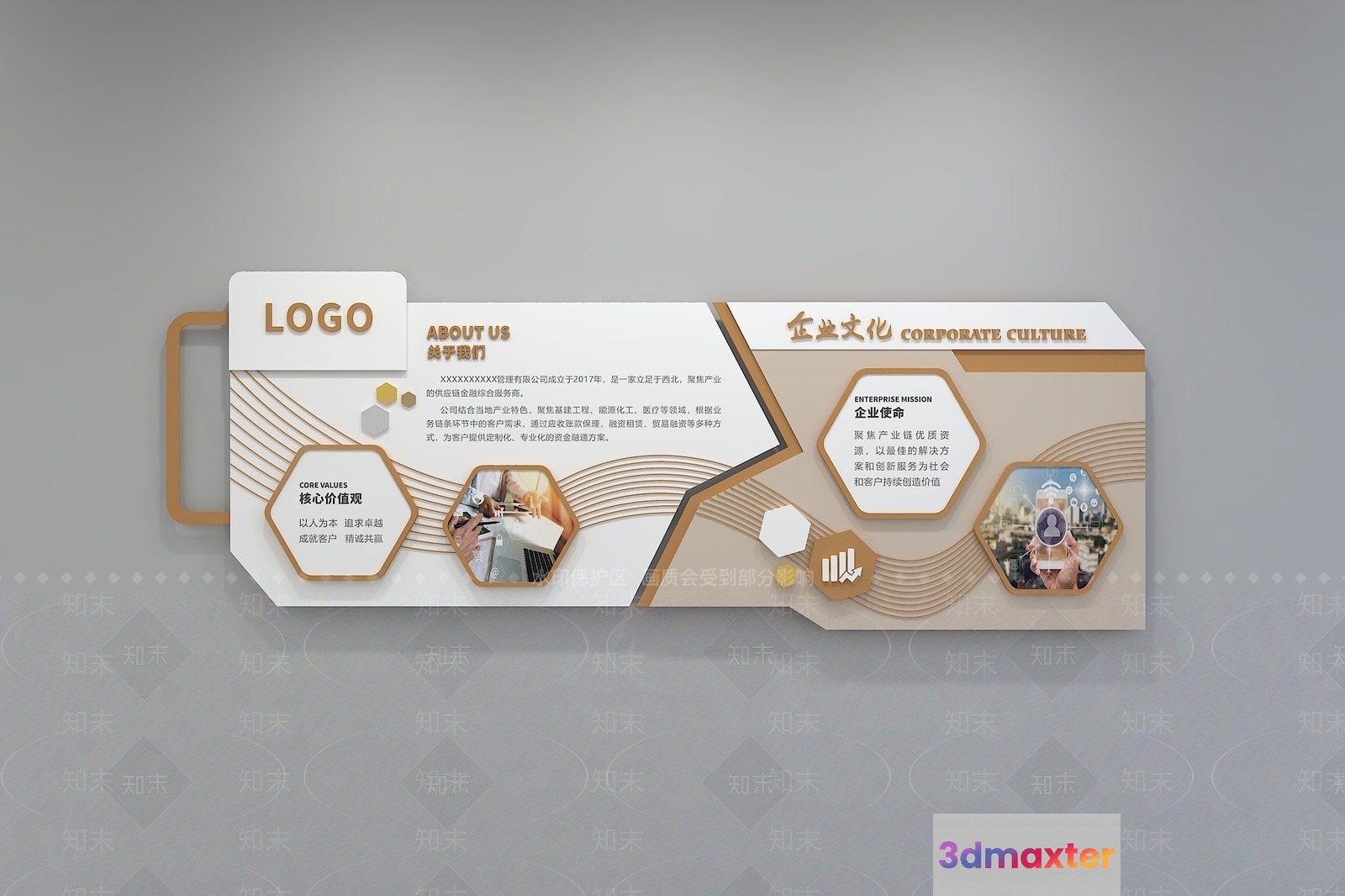 A Corporate Culture Infographic 3D Model - 2930 - VRAY Render