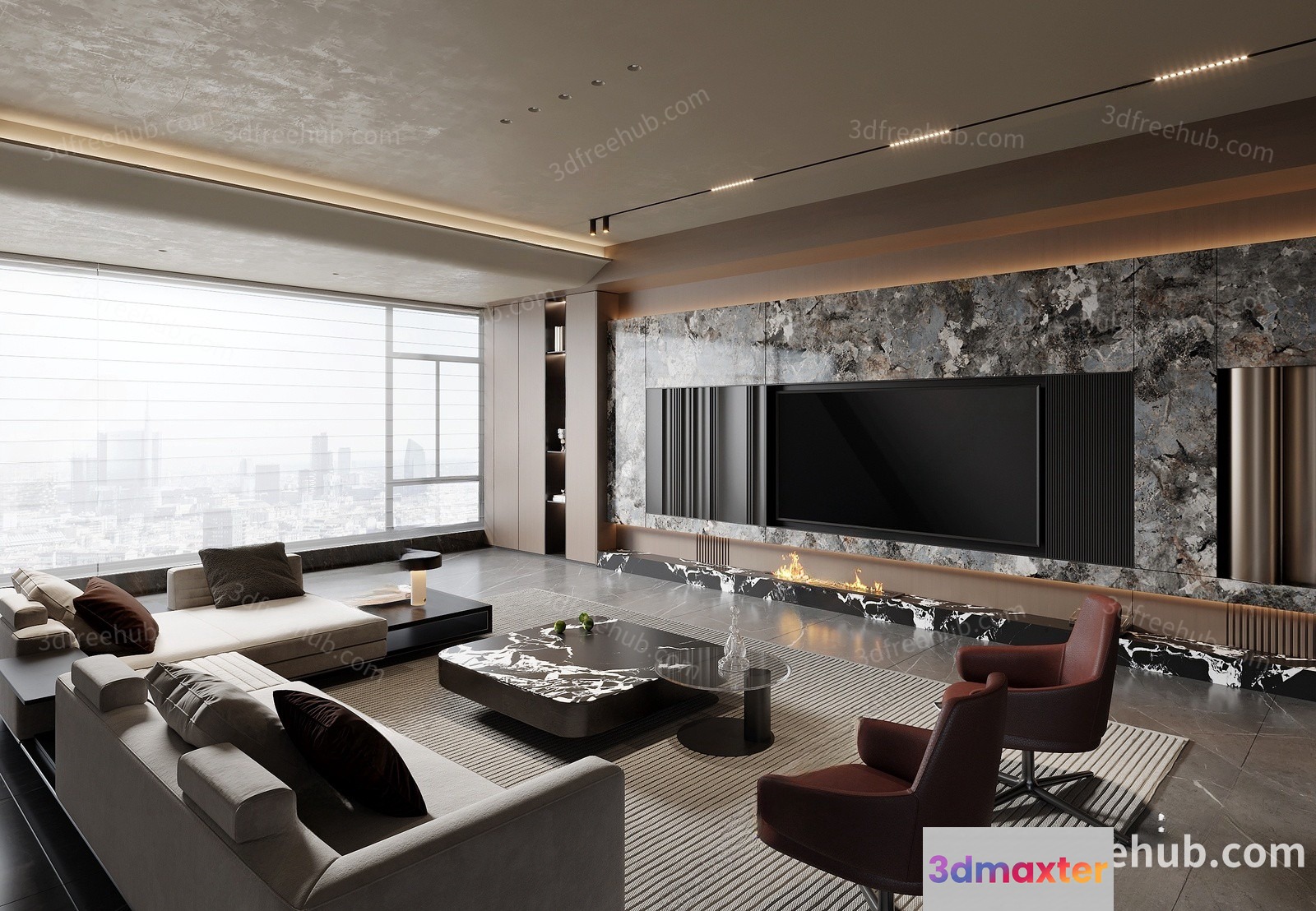 Modern Living Room 3D Model - 21193 - VRAY Render