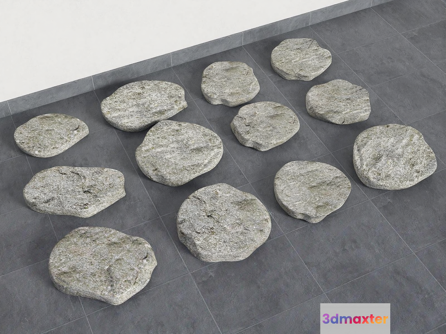 Round Flat Stones 3D Model - 5328 - VRAY Render