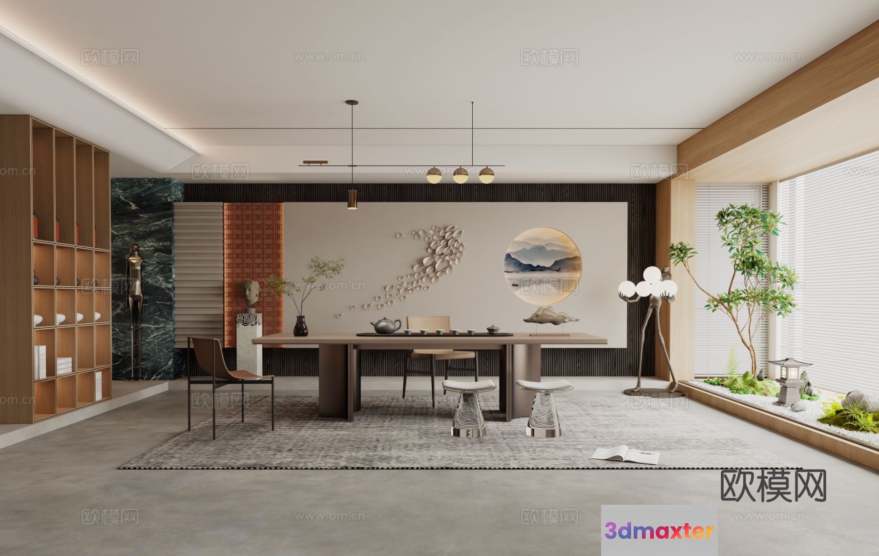 Modern Chinese-Inspired Interior Design 3D Model - 4307 - VRAY Render