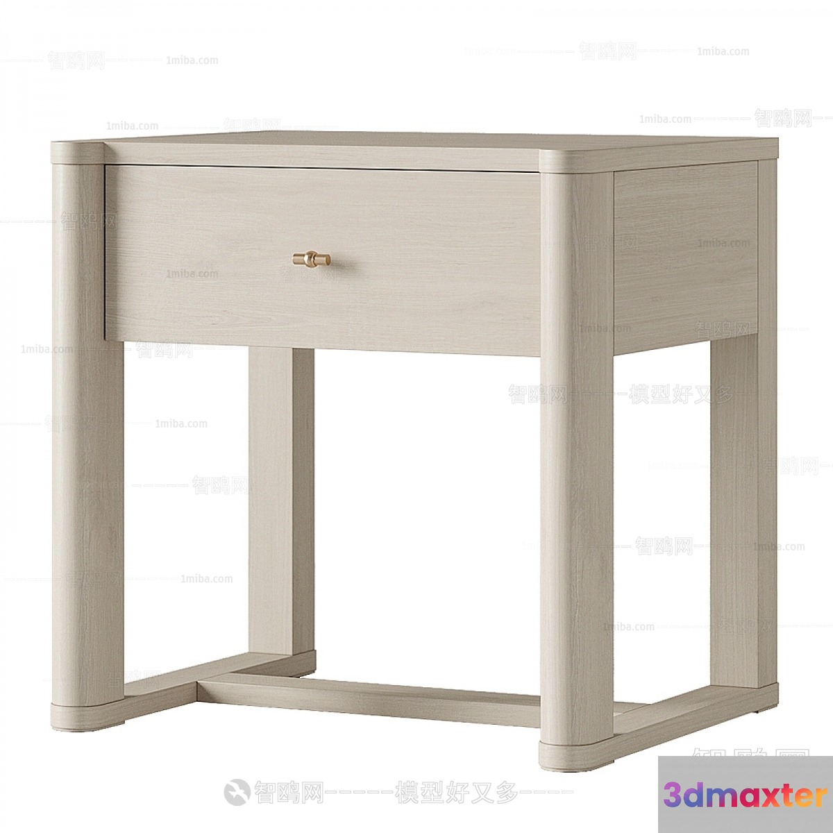 A Small White Wooden Table With A Drawer 3D Model - 14946 - VRAY Render