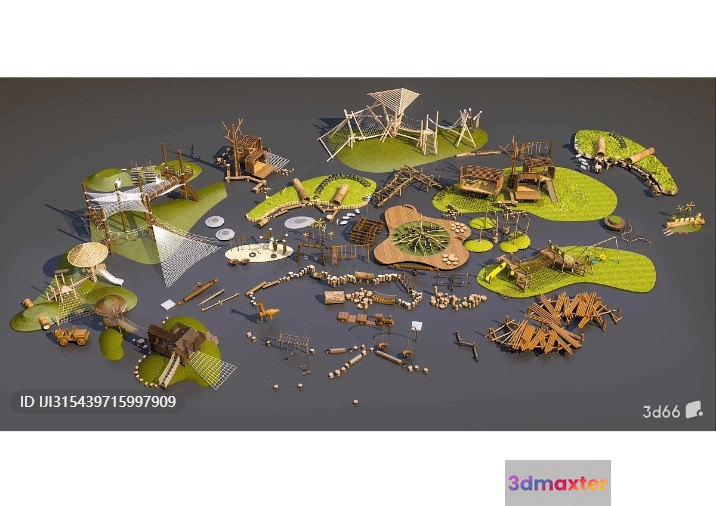 A 3D Rendering Of Various Structures Likely For A Game Or Simulation 3D Model - 3998 - VRAY Render